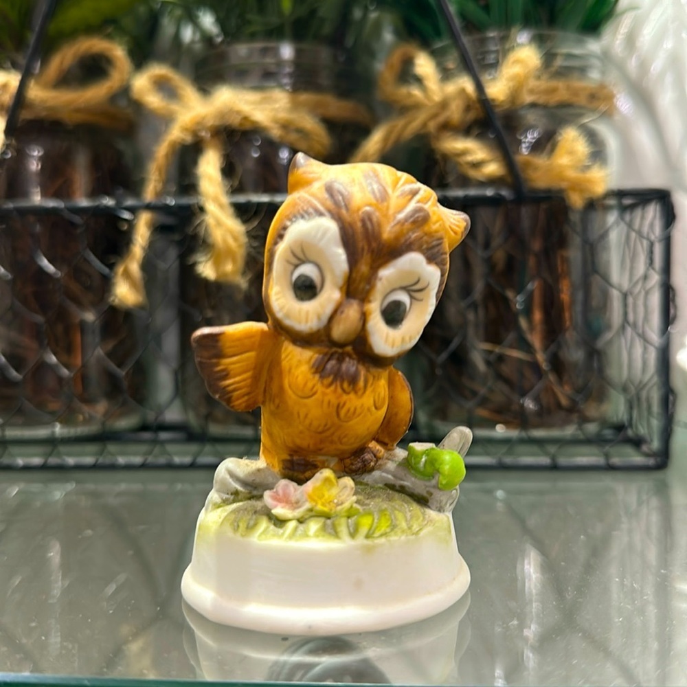 Vintage Kitschy Owl Owlet Ceramic Porcelain Figurine Napco Ware